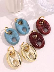 1 Pair Fashionable Exquisite Personalized Luxurious Unique Design Pig Nose Resin Dangle Earrings, Elegant Gift For Women Daily, Holiday, Party - Multicolor - View 1