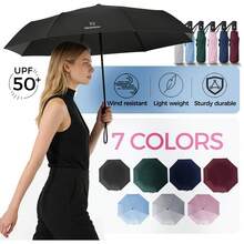 UV-Blocking Automatic Folding Umbrella – Basics Style, Sun & Rain Dual Use, Foldable, 8-Rib Iron Frame, 190T Pongee Fabric, Plastic Handle – Quick Open & Close System - Multicolor - View 1