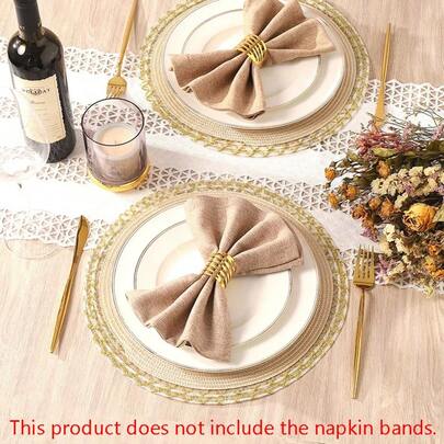 1/2/6pcs Minimalist French Style Solid Color Textured Fabric Placemats, Napkins, Decorative Mats Suitable For Party, Wedding