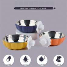 1Pc Stainless Steel Hanging Pumpkin Cat And Dog Bowl, Anti-Tipping Design, Suitable For Pet Cages, Thickened Bowl Body Ensures Food And Water Safety, Easy To Clean, Suitable For Both Cats And Dogs, One-Piece Hanging Design. - 300ml - View 2