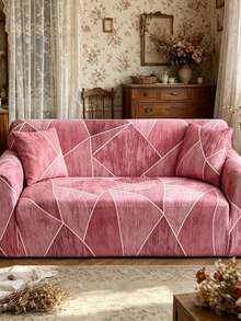1 tấm bọc ghế sofa co giãn họa tiết hình học màu hồng, vải polyester phong cách hiện đại, có thể giặt bằng máy, sử dụng được mọi mùa - Hồng - Xem 6