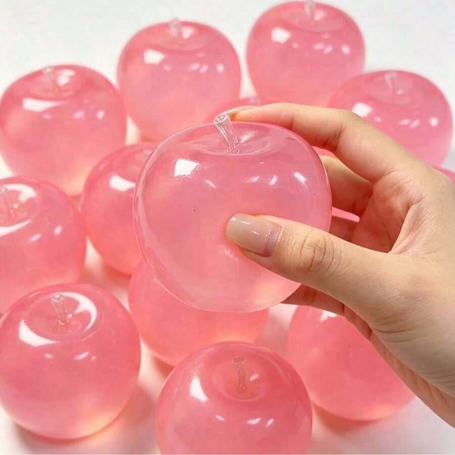 A Soft Pastel-Colored Crystal Apple With An Ultra-Thin Skin And A Smooth, Pliable Texture.It Is A Squishy Stress Toy And Squeezable Stress Ball, As Well As A Tactile Sensory Toy.Ideal For Desktop Display And A Great Stress-Relieving Gift For The Office - 粉色 - 查看 1