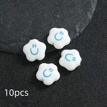 10颗白色云朵花笑脸散珠，适用于DIY珠宝制作、工艺用品配件包 - 雲朵笑臉 - 查看 10