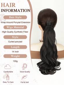 14" Wavy Ponytail Extension- Natural Curly Synthetic Hairpiece For Women, Lightweight& Secure Clip-In Design - Multicolor - View 2