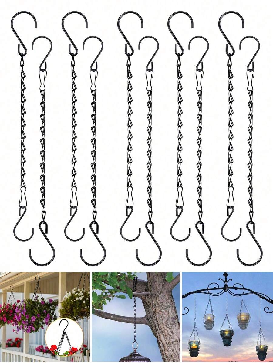 5/1 pieza Cadena de gancho colgante de metal ajustable, material de metal de alta calidad, capacidad de carga ajustable, resistente a la oxidación, adecuado para macetas, jaulas de pájaros, letreros, linternas, luces de cultivo, campanas de viento, pizarras, decoración de balcón, conjunto de ganchos para cestas colgantes multifuncionales, adecuado para el Día del Padre, graduación, cumpleaños, Año Nuevo, regalos de inauguración de la casa, bodas - Multicolor - Ver 1