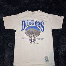 Vintage 90's Brooklyn Dodgers Nutmeg Opening Day SBaseball Size XL - hình dạng - Xem 1
