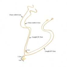 2pcs Stainless Steel Letter Bead Layered Necklace For Women - Yellow Gold - View 2