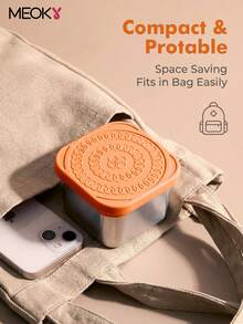 Meoky 3pcs 8oz Stainless Steel Airtight Food Storage Containers With Silicone Lids, Leak-Proof Small Food Storage Boxes, Reusable Metal Lunch Boxes For Snacks, Meal Prep, Travel, Picnic - Orange*3-piece Set - View 6