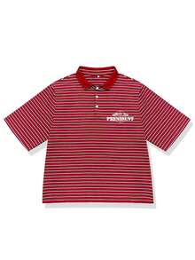 Camisa polo casual de manga corta con media cartera y rayas finas para hombre en verano - Multicolor - Ver 2