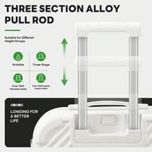 Maleta de Carcasa Rígida ABS+PC con Ruedas y Diseño Rodante, Multicolor, para Oficina, Unisex, con Candado de Combinación y Ruedas Universales - Blanco - Ver 6
