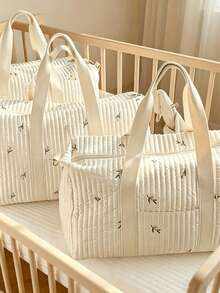 Borsa da viaggio stile coreano nuova ricamata, borsa multifunzionale per lo stoccaggio, borsa da viaggio con manico grande e capienza ampia per brevi viaggi, borsa fasciatoio leggera, pratica borsa per ospedale maternità, organizer da viaggio, regalo per la festa della mamma - Grigio - Visualizzare 7