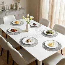 Manteles Individuales Redondos 6 Pcs 13 Pulgadas, manteles Individuales para Mesa, Tapetes para Mesa de Comedor Resistentes al Calor, Comedor, Fiesta, decoración de Mesa. (Azul Claro) - Gris claro - Ver 7