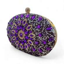Clutch Bag Party Crystal Stones Weddings Bridesmaids - 紫色 - 查看 2