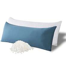 WhatsBedding Almohada corporal de espuma viscoelástica con funda de algodón transpirable con cierre almohada de cuerpo completo para adultos almohada larga para dormir almohada firme esponjosa - Azul niebla - Ver 9