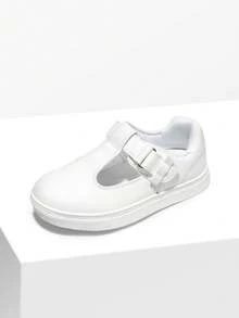 Girls Mary Jane School Uniform Shoes T-Strap Flat Sneakers Comfortable Lightweight Breathable Non-Slip For Toddler Little Kid - 白色 - 查看 5