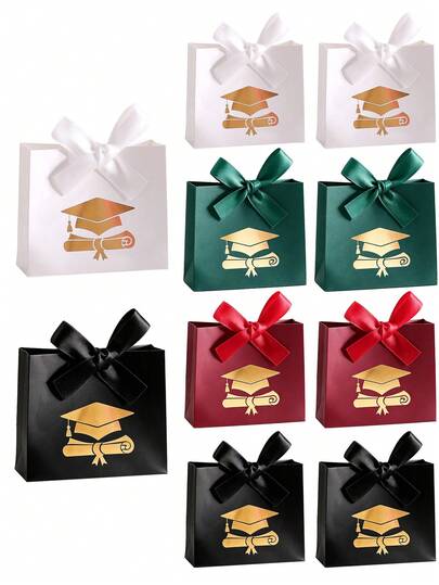 10 Hộp Quà Tốt Nghiệp Có Tay Cầm (Kèm Ruy Băng), Hộp Quà Kẹo Hình Mũ Tốt Nghiệp, Túi Đóng Gói Quà Tốt Nghiệp, Túi Quà Tốt Nghiệp, Hộp Quà Tặng Kẹo Tốt Nghiệp, Quà Tặng Tiệc Tốt Nghiệp, Trang Trí Tiệc Tốt Nghiệp - Cùng Chúc Mừng Niềm Vui Tốt Nghiệp!
