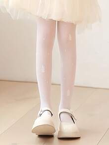 6 Pairs Girls' Cute Rabbit Jacquard Mesh Tights, Colorful Macaroon Sheer Stirrup Leggings, Sweet Bright Colors For Spring/Summer, Suitable For Girls' Daily Wear - Multicolor - View 4