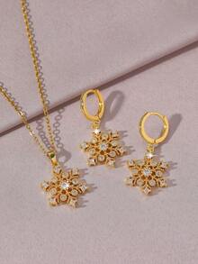 3 piezas Elegante conjunto de collar y aretes con flores brillantes, Exquisito collar tipo choker creativo y aretes, Adecuado para fiestas en la playa y vacaciones, Regalo perfecto de vacaciones para mujeres - Amarillo Oro - Ver 4