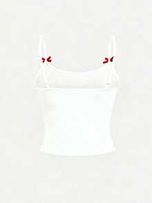 Áo tank top hai dây mỏng, thoải mái, phong cách tối giản mùa hè mới dành cho nữ, kiểu dáng cổ điển, thắt nơ, gợi cảm. - trắng - Xem 4