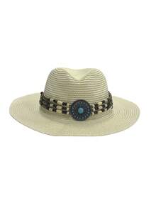 1pc Unisex Straw Hat, Western Cowboy Hat, Beach Holiday Straw Hat, Foldable Design Suitable For Spring/Summer Outdoor Activities,Travel,Festival - MZ3052+ML61 - View 20