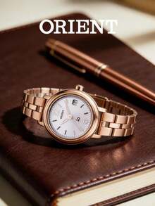 Orient 女士玫瑰金不锈钢石英表，带日期显示，简约复古风格，优雅经典，适合办公、通勤、正式场合、日常购物、时尚生日、周年纪念日等各种场合，是送给女友或母亲的理想礼物。 - 玫瑰金 - 查看 4