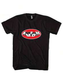 KMFDM Graphic Cotton Tee For Men - Casual Short Sleeve, Crew Neck T-Shirt With Unique Oval Logo Design, Machine Washable-High Quality - màu đen - Xem 7