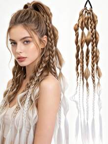 24 Inch Handmade Mixed Color Bubble Twist Hair Extensions - Vacation Style Hair Extensions, Suitable For All Hair Types - Multicolor - View 1
