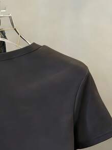 Camiseta de manga corta nueva primavera-verano, gramaje de 180 g. Estampado de dibujos animados, modelo para parejas. - Gris Oscuro - Ver 4