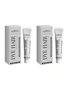 Eelhope 100ml Silver Gray Color Hair Dye Cream For Men's And Women, Granny Hair Permanent Washable Styling Hair Coloring For Fashionable Looks & Nourished Hair No Damage Lasting Hair Color For Unisex Smoky Gray Punk Style, Festival Gift, Natural Herbal Hair Dyeing Cream - 灰色 - 查看 15
