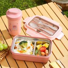 Student Lunch Box, Household PP Divided Bento Box, With Utensils, Light Meal Container PP Divided Lunch Box With Utensils, Student & Household Bento Box - Multicolor - View 6