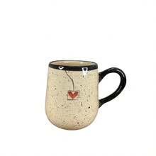 Caneca Grande Americana De Cerâmica Para Café Ou Chá Pintado A Mão 450ml - Preto - Visão 7