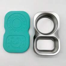 1 paquete de 304 tazas de salsa de acero inoxidable con 2 compartimentos y tapa de silicona, recipiente reutilizable de 2 compartimentos para aperitivos, juego de recipientes para aliños, recipiente pequeño de 2 compartimentos para condimentos con tapa de silicona, adecuado para aliños de ensalada - Multicolor - Ver 14