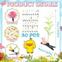 30 Pcs Rave Trinkets Festival Sprout Hair Clip Duck Bean Sprout Clips Spring Plant Flower Hairpins Funny Mixed Style Hair Accessories Valentines Easter Party Gift Birthday Party Favor - 五彩繽紛 - 查看 2