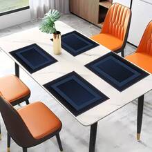 1pc/2pcs/4pcs/6pcs/8pcs/300pcs Set, 30*45cm Luxury Navy Blue Edged Placemats, Made Of 100% Polyester, Non-Slip Heat-Resistant Easy To Clean, Hand Wash, Machine Wash Or Dry Clean - Multicolor - View 11