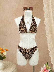 Bộ bikini họa tiết da báo dành cho nữ, thích hợp đi biển/nghỉ dưỡng. - Nhiều màu - Xem 2
