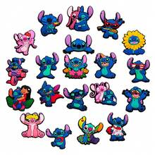 20入 Lilo & Stitch 卡通 PVC 鞋飾，可拆卸洞洞鞋飾，DIY 鞋子配件適用於兒童與成人，天使與史迪奇情侶設計，柔軟橡膠涼鞋扣，史迪奇粉絲理想禮物 - 史迪奇鞋花 - 查看 2