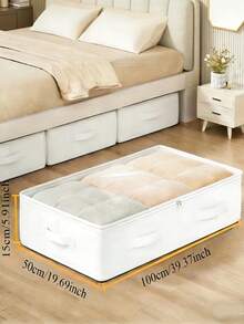 1pc White Foldable Storage Bag - Space Saving Solution For Underbed Or Closet, Multi-Functional Storage Bag For Blankets, Dresses, Bedding, Pillows And Clothes, Durable Underbed Storage Essential, Foldable Design For Easy Storage, Practical Storage Bag For Home Bedroom Closet Organization, White 1 Piece - Multicolor - View 6