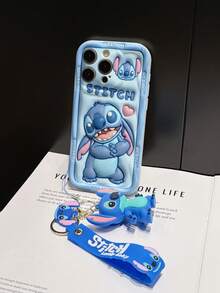Disney Has Authorized, Phone Case - Chain Set, The Stitch Lilo & Stitch 3D Phone Case Plus A Silicone 3D Stitch Bracelet With Metallic Ring Removable Bracelet, Stitch And Angel Pattern, Compatible With Iphone 17/16/15/14/13/12/11/XS/XR/X Plus Pro Max, A Stylish Cartoon Phone Case, The Perfect Gift Choice, Phone Protection, Durable Phone Cover, Great Gift For Friends And Family - Màu trắng kiểu A - Xem 4
