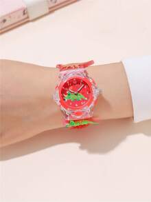 Cute Silicone Strap Dinosaur Pattern LED Light Quartz Cartoon Children Watch - Red - View 4