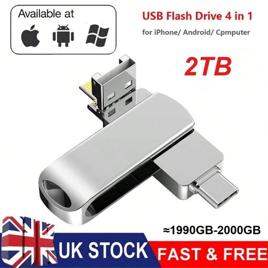 4 In 1 2TB USB 3.0 Flash Drive Memory Stick For IPhone 13 14 15 16 Pro Max - View 1