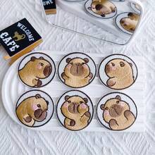 6pcs/Pack Cartoon Capybara Embroidered Cloth Patch, Hippo Clothing Applique, Bag & Accessory DIY Material - Embroidered Appliqué - View 12