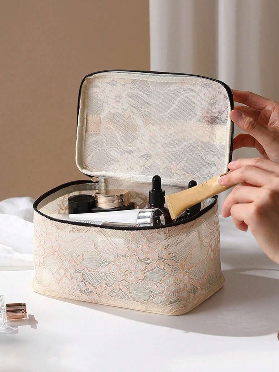 1 túi đựng mỹ phẩm ren kiểu Trung Quốc, túi đựng đồ vệ sinh cá nhân chống thấm nước dung tích lớn, túi đựng đồ du lịch. - Nhiều màu - Xem 1
