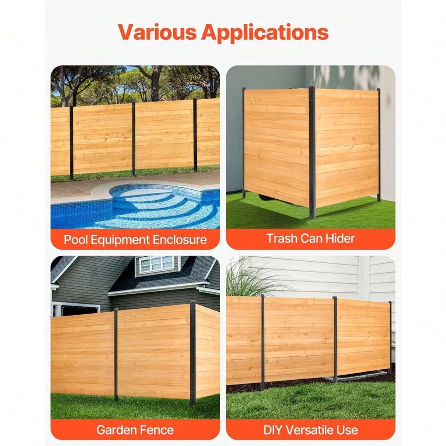 Wood Privacy Fence - 38x42 Inch, 2 Panel Screen, AC Unit Cover, Pool Equipment Hider, Outdoor Trash Can Enclosure With Stakes, Easy DIY - A - View 1