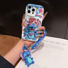 This Disney Stitch Lanyard Phone Case Is Fully Covered In TPU Material. It's Shockproof, Lightweight, And Compatible With IPhone17/16/11/13/15/15 Plus/15 Pro/15 Pro Max/12/14 Pro Max/11 Pro Max/12 Pro/12 Pro Max/13. This Phone Case Makes A Popular Birthday Gift Or Business Gift; It's Durable, Stain- And Fingerprint-Resistant, And Suitable For Both Men And Women. The Set Also Includes A Mickey Mouse Phone Case And A Stitch Plush Bracelet. It's A Perfect Gift For Friends And Family. This Stylish Phone Case Is Fun, Lightweight, And Durable. IPhone17 Pro Max Phone Case, Angel Phone Case. - White - View 6