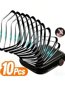 适用于 Series 11/10 (42mm-46mm)、Series 9/8/7/6/5/4/3/2/1/10/11 (38-40-41-42-44-45-49-46mm) 的 10 片装全覆盖高清屏幕保护膜套装 - 采用曲面复合薄膜材料制成，完美覆盖 - 無色 - 查看 22