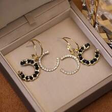 2件套轻奢名媛双C编织耳环 高端气质水滴耳环 时尚百搭小众高端轻奢耳钉 - 雙C耳環 - 查看 2