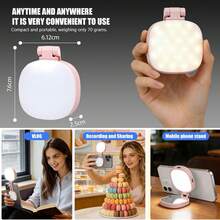 Magnetic LED Selfie Ring Light With Mirror, Portable Mini Phone Selfie Lamp, Dimmable Fill Light, 600mAh Rechargeable Battery, For Live Streaming/Vlog/Video Recording/Makeup/Video Blogging/Mobile Photography And Videography - K04 - View 12