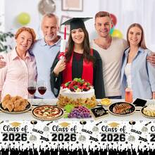 Clase de 2026 Suministros para fiesta de graduación – Juego de vajilla de grats Grad, platos y servilletas de papel negro y dorado para decoración de mesa de graduación 2026, decoración de - Oro negro - 50 raciones - Ver 7