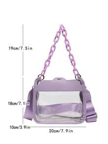 1 Set Bolsa Transparente con Monedero, Bolsa Cuadrada Pequeña Impermeable y Transparente, Bolso Bandolera de PVC con Gran Capacidad para 2025 - Morado - Ver 3