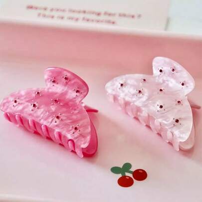 2个新娘伴娘爪夹，粉色水钻，精致亚克力发圈，时尚配饰，婚礼服饰，新娘派对，生日新年礼物，粉色配饰发夹，发卡，发夹，发圈，发夹，发卡，发饰，学习用品，大学秋冬女士节日装扮发饰